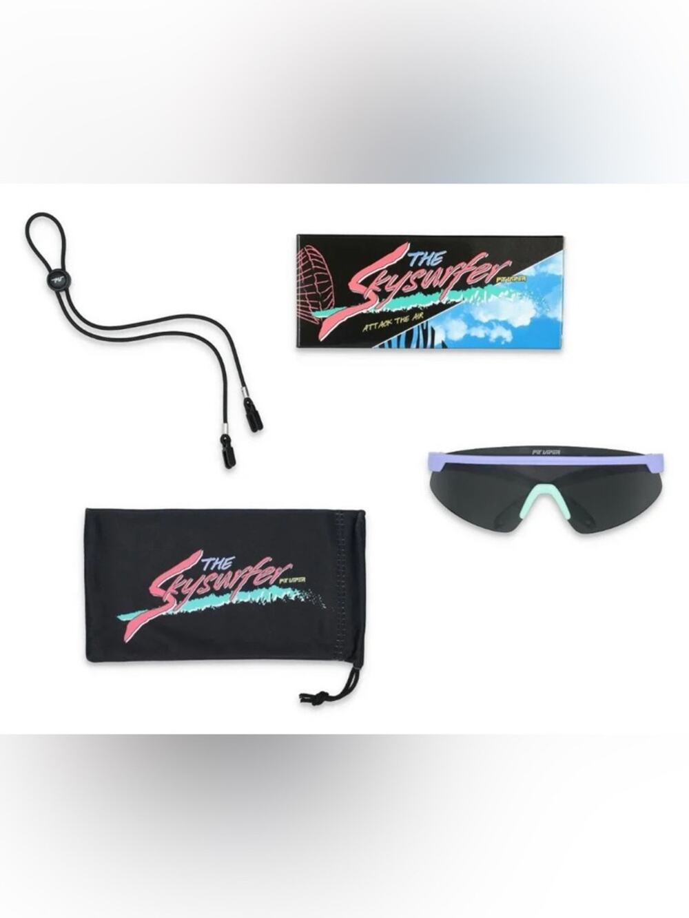Pit Viper The Skysurfer Sunglasses Polarized NIB Purple Teal Retro Sport Shades